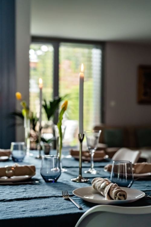 A table set for a shared meal